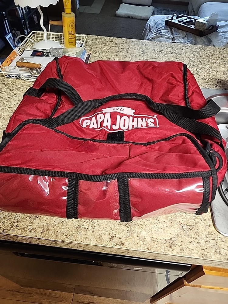 Official Papa John’s Pizza Insulated Thermal Large Red Delivery Hot Bag