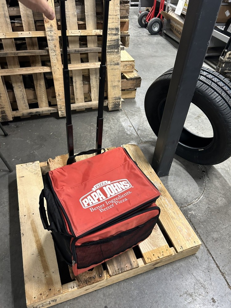 Papa Johns Pizza Insulated Hot Bag Large Red Carrying Case Tote Cooler Vintage