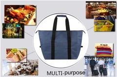 Insulated Grocery Cooler Food Large/Blue-with Zipper, Zipper