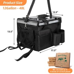 Insulated Bags for Food Delivery with Cup Holder and Fixed Base 17.3″ x 13.5″…