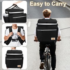 Durable Black Delivery Backpack with Cup Holders & High-Efficiency Insulation