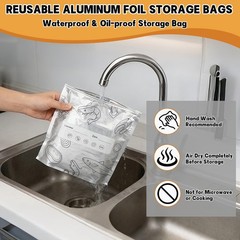Ciawlro Reusable Aluminum Foil Sealable Storage Bags, S*10+M*10+L*10, White