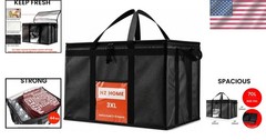 3XL Insulated Cooler Bag — Heavy Duty Black Tote for Groceries & Deliveries