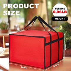 2 PCS Insulated Pizza Delivery Bag 24x24x14 Inch Warmer Carrier Cooler Red