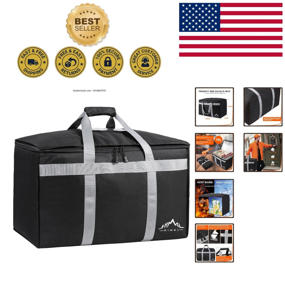 Insulated Grocery Delivery Bag — 23x15x14 inches, Leak-Proof Design