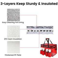 Large Insulated Food Delivery Bag with 4 Cup Holder, Cooler Bag Drink Carrier