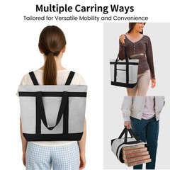 mosago Reusable Grocery Tote Bags, Insulated Cooler Shopping Universal, Gray