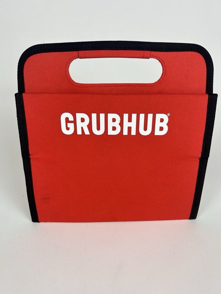 Grubhub Insulated 4 Cup Drink Carrier Red Foldable Delivery Tote Holder