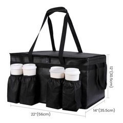 Insulated Food Delivery Bag with Cup Drink Holders for Beverages Grocery Pizza