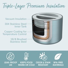 Bentgo Stainless Insulated Food Container — 2.4 Cups (19 oz) Triple-Layer