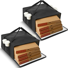 2 Pcs Insulated Pizza Delivery Bags 20″ X 8″ Food Bag 4 Cup Holders Warmer Carry