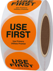 Use First FIFO Food Rotation Labels 1.5 Inch 500 Roll Orange Restaurant Stickers