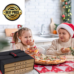 TOGETRUE Pizza Delivery Bag — Insulated 20W x 20D x 6H, Black-red Edge