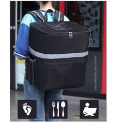 Food Delivery Large Backpack Insulated Reusable Pizza Delivery Bag, 4 Cup Holder