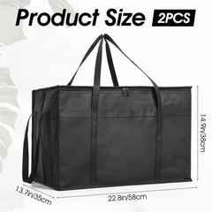 2 Pack Insulated Food Delivery Bags XXXL Grocery Shopping Catering Pizza Cool…