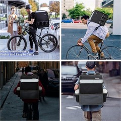 Insulated Food Delivery Backpack with 6 Cup Holders Reflective Straps Black