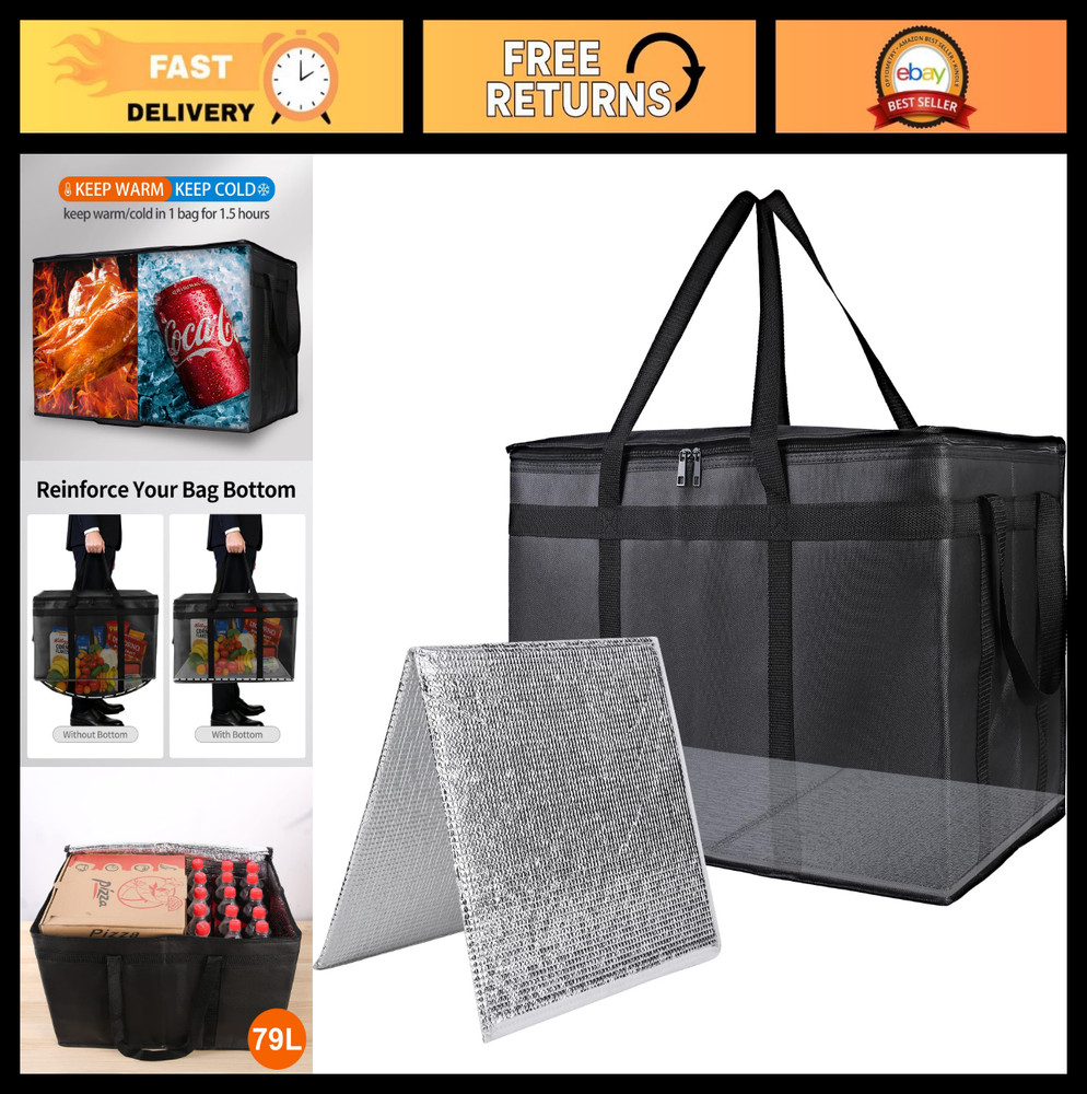 3X-Large Thermal Insulated Food Delivery Bag — Hard Bottom Catering Cooler for H