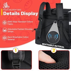 Food Delivery Backpack, Insulated Bags for Bike, Large Pizza Delivery Bag for HO