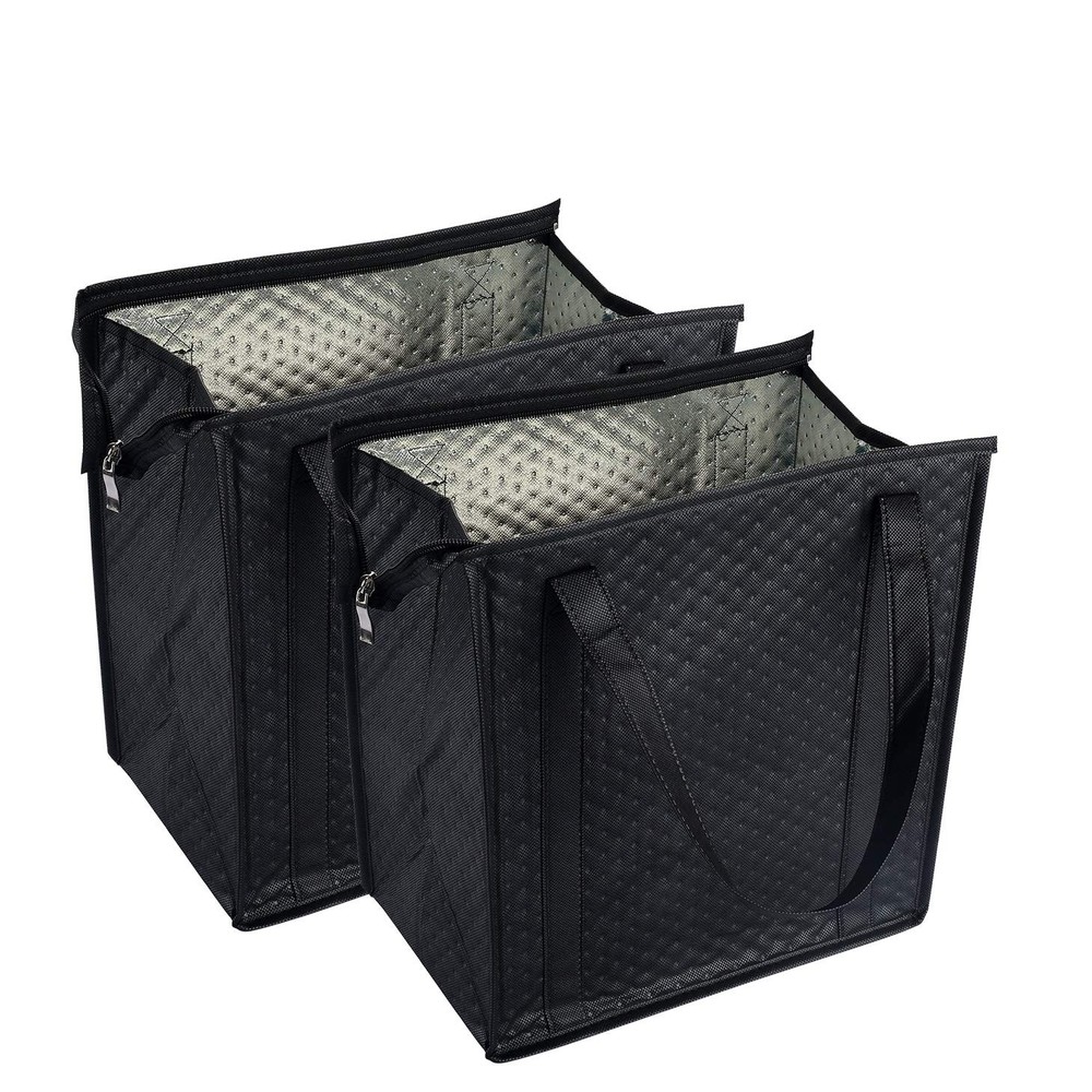 BAGHOME 2PCS Insulated Shopping Bag,Insulated Grocery Medium, Black