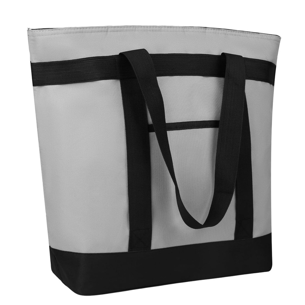 Insulated Reusable Tote Bag for Grocery Shopping Non-Waterproof, Grey