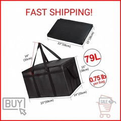 CIVJET Insulated Food Delivery Bag, XXXL Insulated Reusable Grocery Cooler/Hot B