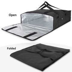 20x20x6 Black 2-Pizza Insulated Food Delivery Bag for Personal Professional