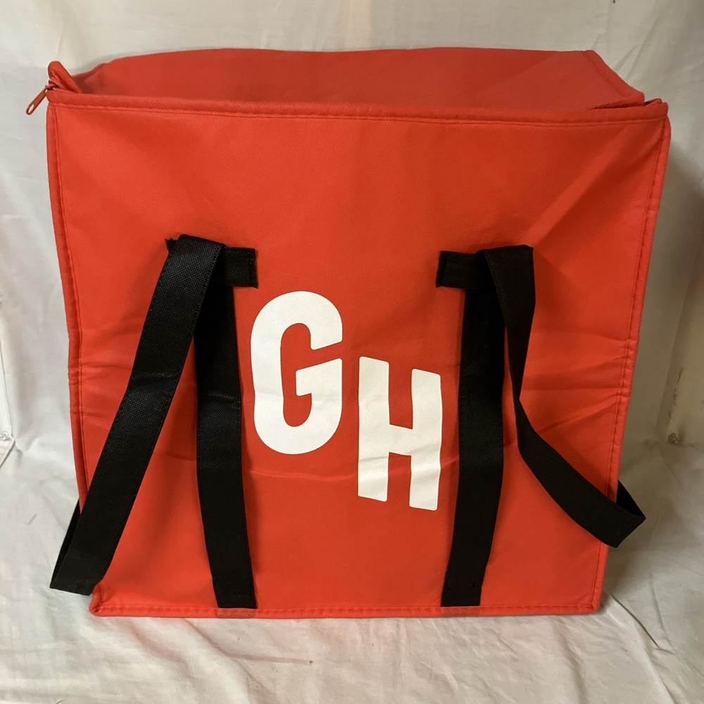 Grub Hub Delivery Bag Foil Insulated 18x18x8.5 Red Free Shipping