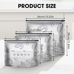Reusable Aluminum Foil Sealable Storage Bags,Seafood Meat Small, White