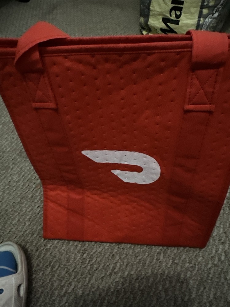 Doordash Bag Red White Logo Insulated Food Delivery Zip Closure Driver Issued