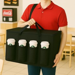 Heavy-Duty Insulated Catering Bag for Deliveries — 60 lbs Capacity & Cup Holders