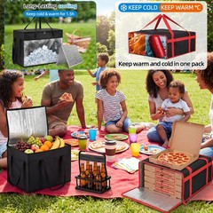 3 Set Insulated Food Delivery Bag Kits 23″ x 15″ x 14″ Insulated Delivery Bag…