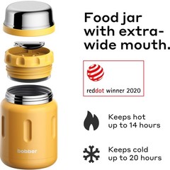 BOBBER 24oz Insulated Stainless Steel Food Jar — Hot 14h/Cold 20h, Leak-Proof