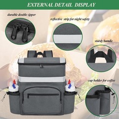 Food Delivery Backpack Pizza Delivery Bag Insulated Delivery Bag with Cup Holder