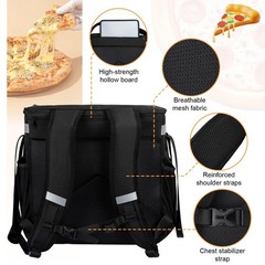 Expandable Food Delivery Backpack for Hot/Cold Items, Reflective Strips & Cup Ho