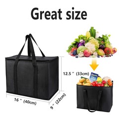 2 pack Additional Bottom Plate Black Insulated Grocery shopping bag