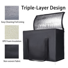 Insulated Delivery Bag, X-Large Insulated Reusable Grocery Bags with Zippered To