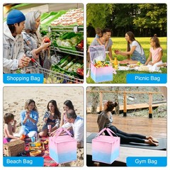 Insulated Grocery Bag Food Delivery Tote Food Container 30cmx30cmx27cm Pink Blue