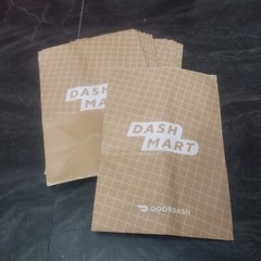 25x DoorDash DashMart Large Grocery Bags Retail Printed Kraft Brown Paper Sacks