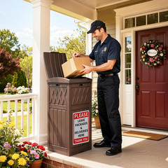 Waterproof 31 Gallon Package Delivery Box with Lift-Out Bag — Dark Brown