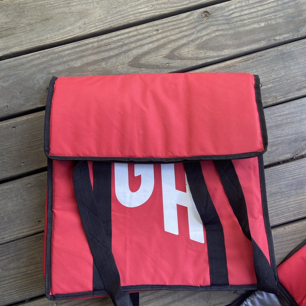 Grubhub Official Large 19″x19″x10″ Insulated Food Delivery Carrying Tote Bag Red