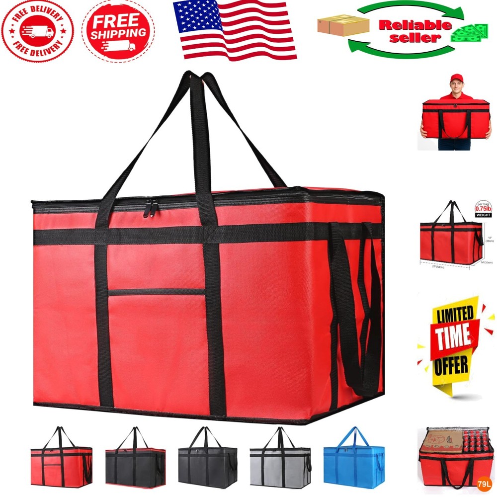 Thermal Food Delivery Cooler Bag, XXX-Large Insulated Carrier — 23x15x14 Red