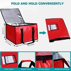 20x20x14 Insulated Pizza Delivery Bag — Commercial Grade, Moisture-Free Red