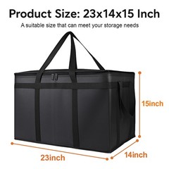 Bodaon 3-Pack Insulated Food Delivery XXX-Large (without Hard Bottom), Black