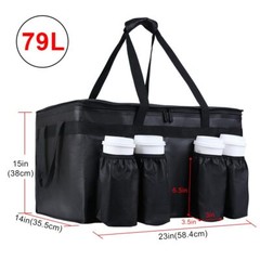 CIVJET Insulated Food Delivery Bag 4 Cup Holder XXX-Large Insulated Grocery Bags