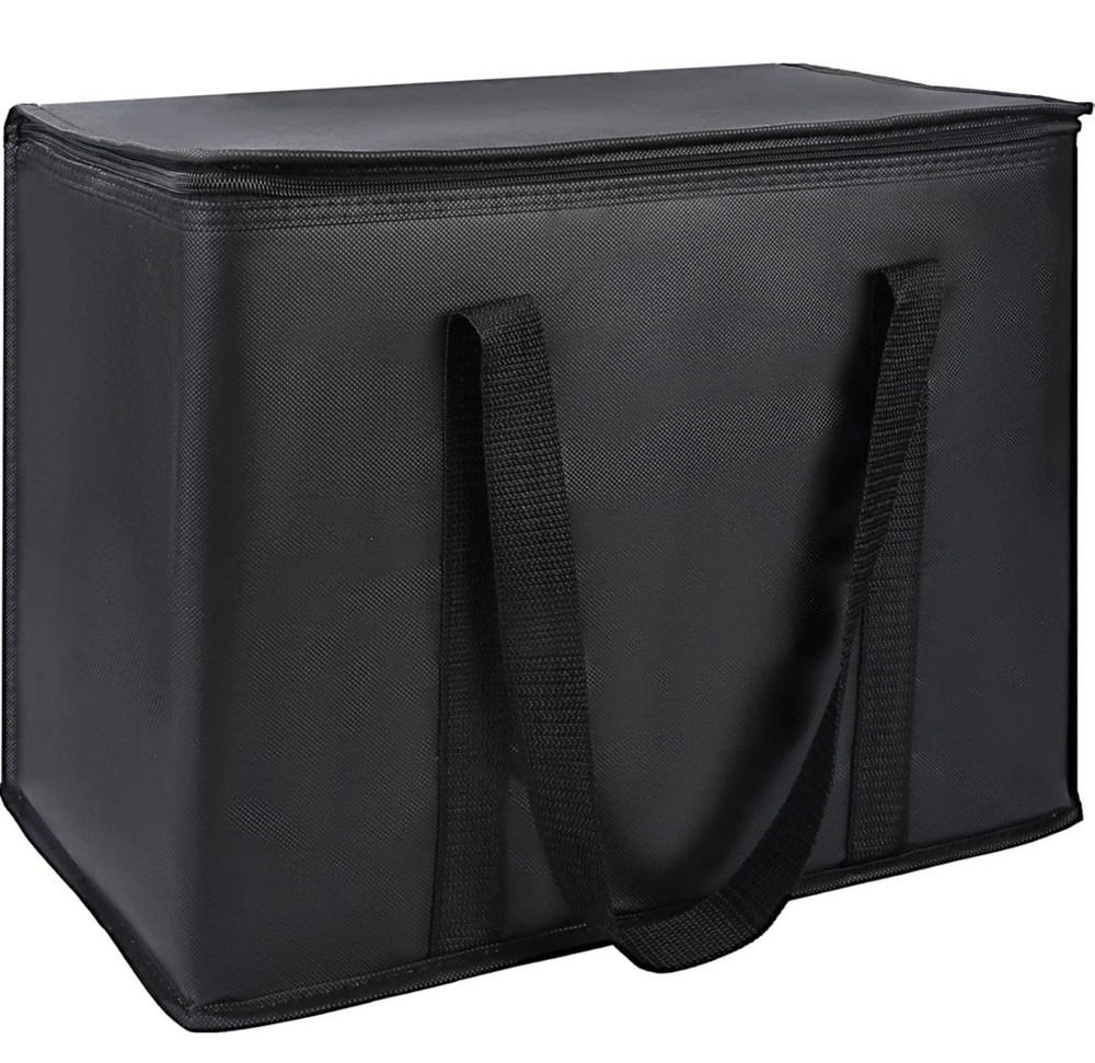 Insulated Reusable Grocery Bag XL Food Delivery Bag for Catering Black 1 Pack