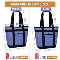 Insulated Cooler Bag, Reusable Grocery Bags for 8″D x 20″W x 15″H, Blue