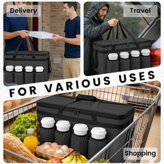 Insulated Food Delivery & Grocery Cooler Bag – XXL Capacity, Hot/Cold Retenti…