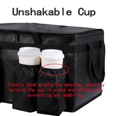 Insulated Food Delivery Bag with Cup Drink Holders for Beverages Grocery Pizza