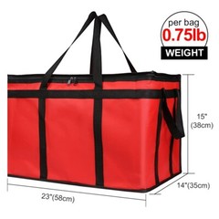 Premium Insulated Food Delivery Bag — 23x15x14 inches, Red, XXX-Large