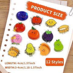 12 PCS Cute Chip Clip Bag Seal Clips,Funny Fruit Shaped Average, Mixcolor